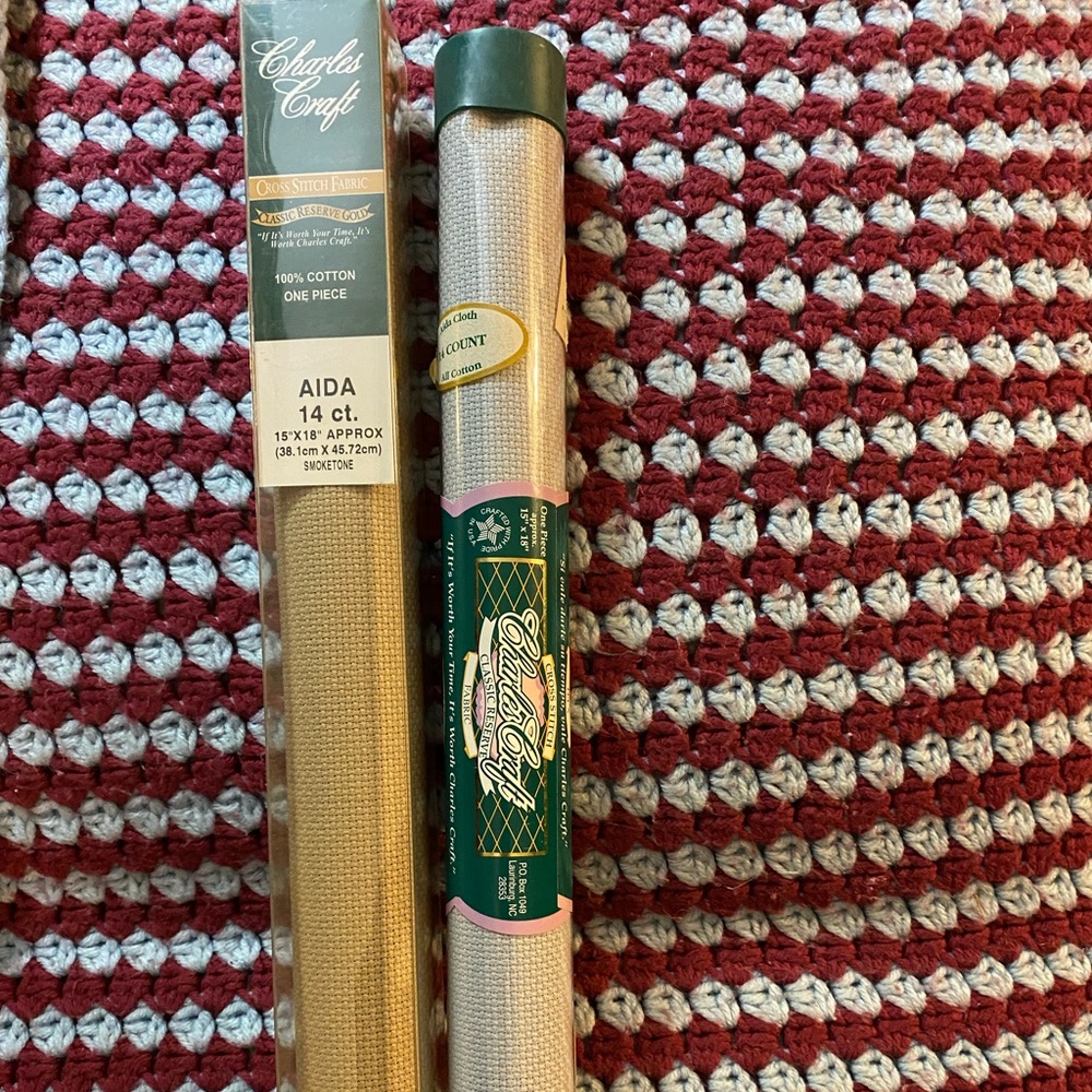 Charles craft Aida cloth 14 count one dove grey and one smoker one.